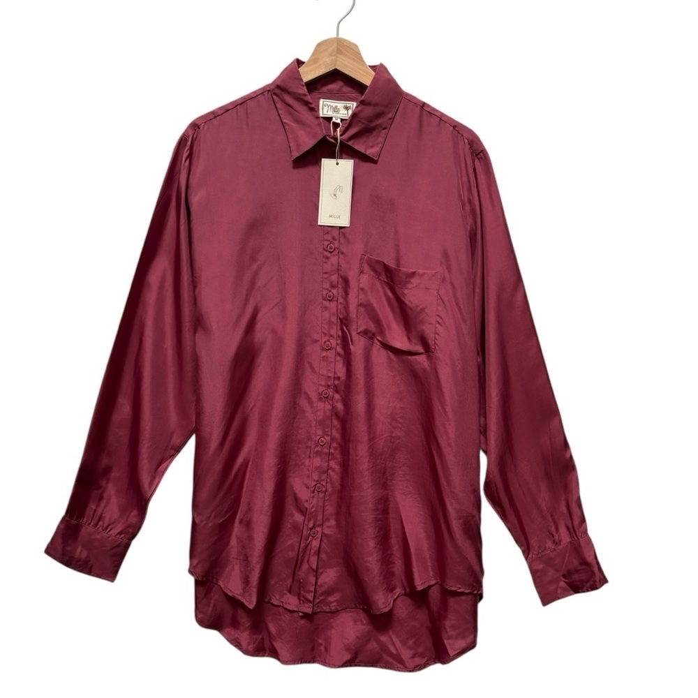 Mille Sofia Silk Button Up Top Size Medium NEW